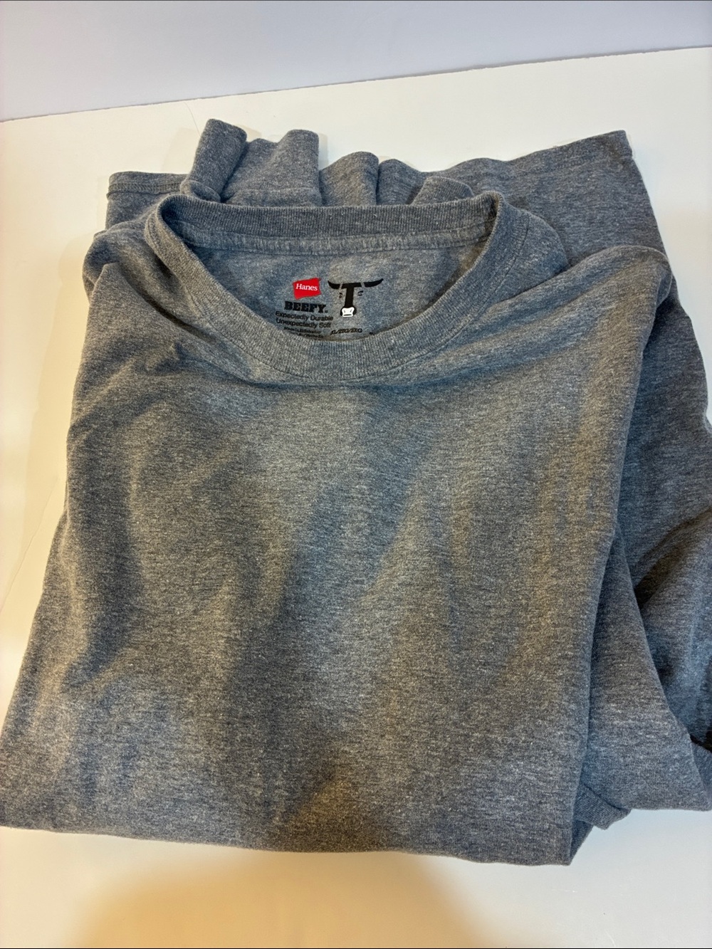 Hanes Gray Crewneck Beefy-T Pocketless Tee
